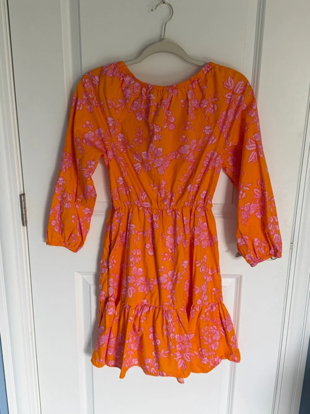 J. Crew Women's Orange Floral Tiered Mini Dress Size 4 - 54954